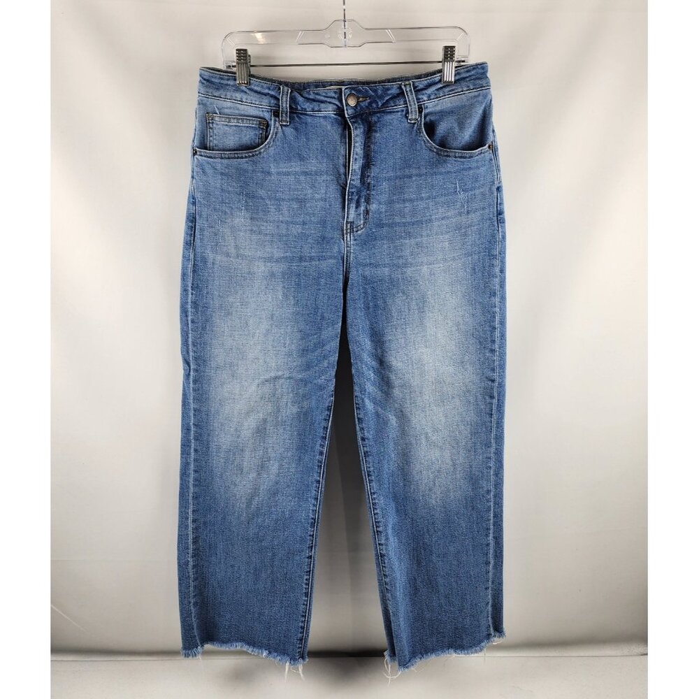 Oliver Logan Jeans Womens 33 Blue Light Wash Frayed Hem Denim (33x26)